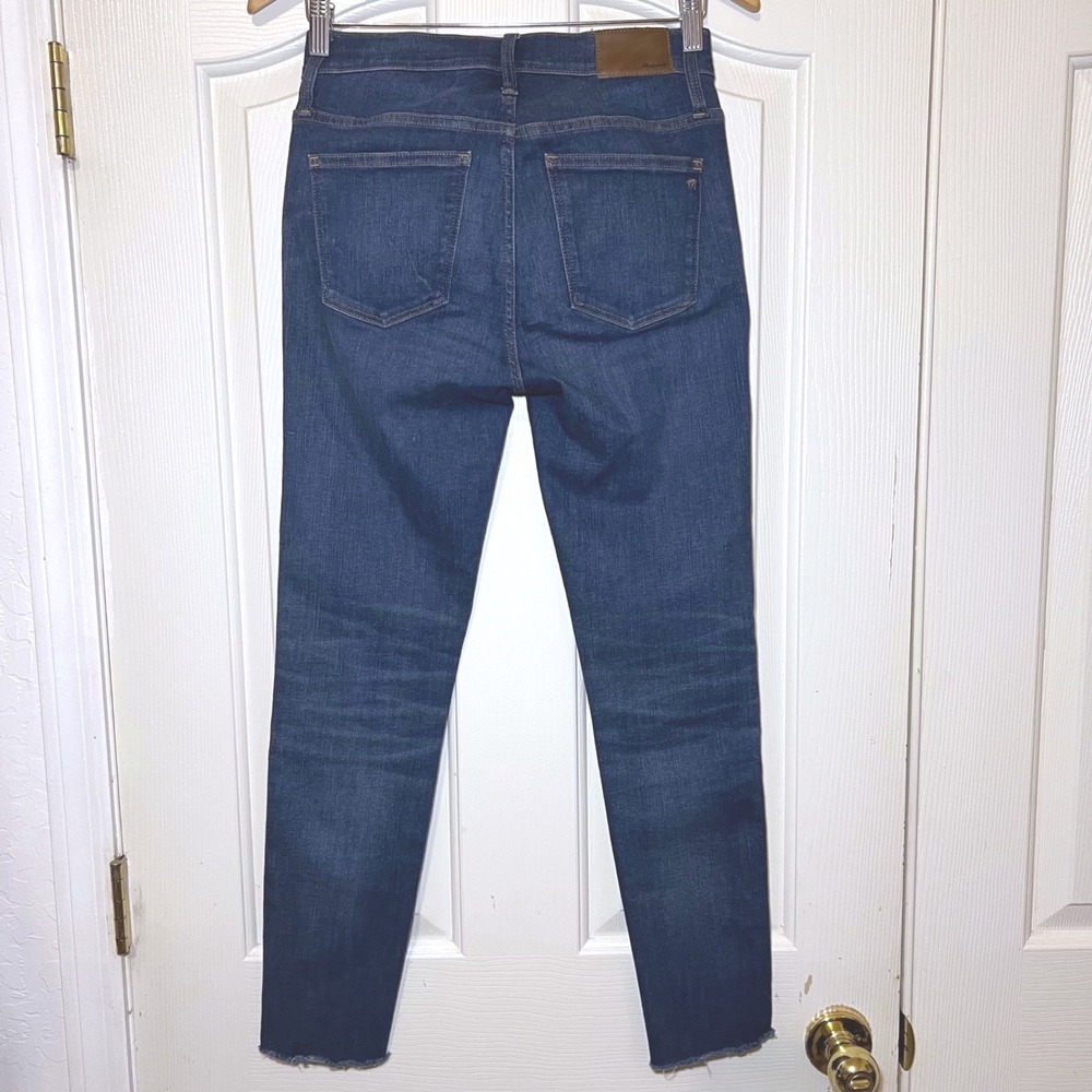 Madewell 9 Mid-Rise Skinny Jeans Blue Raw Hem Denim Size 27 - Picture 5 of 12